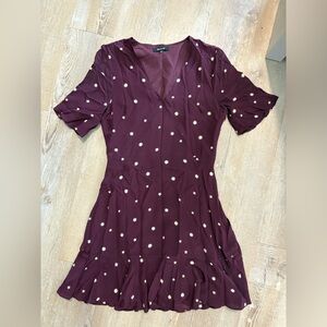 Madewell Burgundy Star Pattern Midi Dress